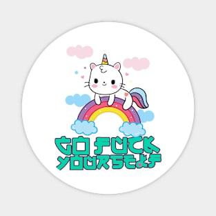 Cute Unicorn Cat bad Language Magnet